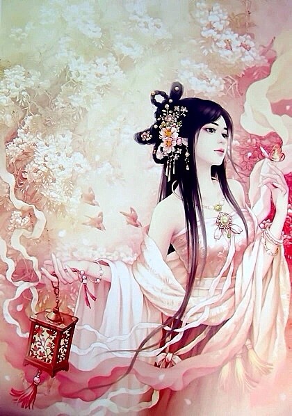 彩铅水彩插画艺术手绘卡通插画素材古典古代美女头像