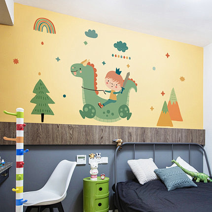 儿童房墙面装饰卡通墙贴墙纸自粘卧室床头壁...