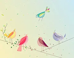 【鸟插画系列图集下载】鸟儿手绘几何扁平化绘画作品