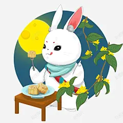 中秋节玉兔插画高清素材 中秋节 兔子 卡通 可爱手绘 吃月饼 插画 桂花 玉兔 元素 免抠png 设计图片 免费下载 页面网页 平面电商 创意素材