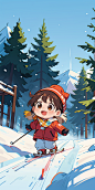 02023-2710510943-1girl,(toddler)2years old,solo,brown hair,snow,scarf,tree,brown eyes,open mouth,smile,flower,outdoors,sky,day,looking at viewer,