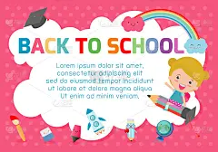 教育对象上回学校背景，回学校，儿童学校，教育理念，广告宣传册模板，你的文字，矢量插图