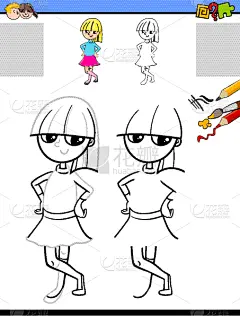 女孩,儿童,书,愉悦,练习本,铅笔,图像,着色,画画,设计