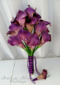 Calla lily Wedding bouquet plum purple by BrideinBloomWeddings