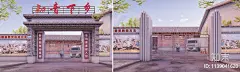 现代仿古大门改建SU模型下载【ID:1139041620】