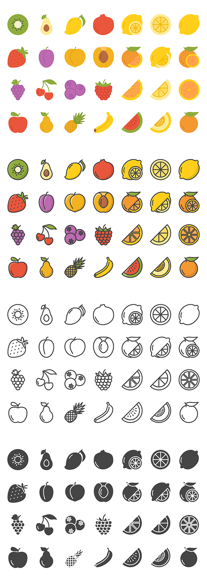 #水果icon#
线条轮廓彩色水果苹果菠...