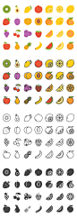#水果icon#
线条轮廓彩色水果苹果菠萝草莓等源文件ai svg图标icon素材