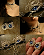 Rainbow Peacock Wire Wrapped Eye Jewelry Set by LadyPirotessa