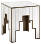 Amber Mirrored Side Table, Silver: