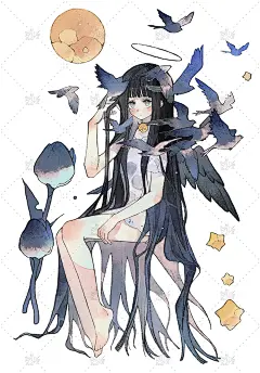 姜糖水彩线稿纸涂色填色纸新手绘人物女孩插画临摹纯棉彩铅马克笔-淘宝网