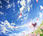 #Mahou Shoujo Madoka☆Magica, #Akemi Homura, #Kaname Madoka, #long hair, #twintails, #flowers, #flower petals, #skies, #clouds, #anime girls, #anime | Wallpaper No. 172735 - wallhaven.cc