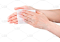 女性手用抗菌湿巾或纸巾隔离白色背景