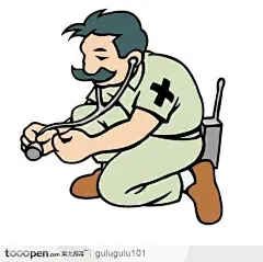 大胡子医务人员插画