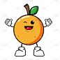 快乐橙可爱的水果角色吉祥物矢量设计。