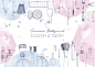 Fashion cosmetics horizontal background with make up artist objects and watercolor spots. hand drawn illustration with place for text. Premium Vector