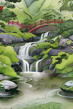 中式山水风景画