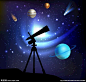 天文望远镜星球运动矢量素材