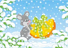 圣诞礼物,奶酪,鼠,贺卡,新年前夕,圣诞卡,玩具,庆祝活动,雪,童话故事