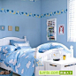 蓝色可爱韩式儿童房实景图冷色床