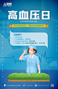 蓝色医疗世界高血压日海报