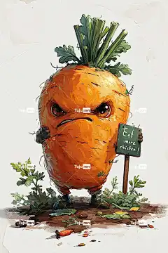 Ai产生的 萝卜 蔬菜 园艺 食物 有机的 自然 漫画 卡通片