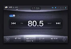 车载导航UI界面设计-配色黑色大气简约设计汽车显示屏