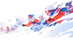 冬天冬季冬天扁平风插画冬季运动