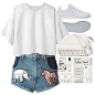 A fashion look from October 2015 featuring short sleeve shirts, jean shorts and crossbody handbags. Browse and shop related looks.