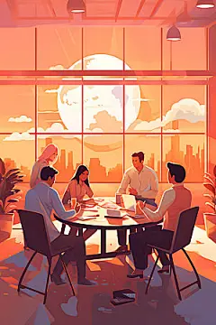 商务会议企业文化办公扁平风插画