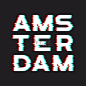 Amsterdam t-shirt and apparel design with noise, glitch, distortion effect. Vector print, typography, poster, emblem.