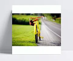 马路边的黄色自行车|壁纸,草地,翠绿,风景图片,黄色,亮色,路边,绿地,马路,摄影图片,图片素材,阳光,自然风光,自行车
