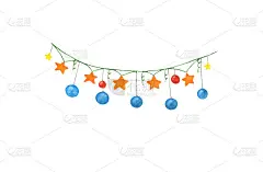 水彩插图圣诞花环。手画新年剪贴画。圣诞装饰