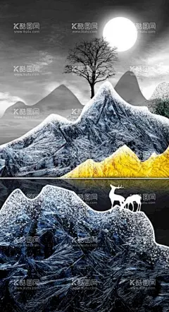 新中式麋鹿山水装饰画  - 源文件下载【酷图网】山水装饰画,麋鹿装饰画,金麋鹿,梅花鹿,手绘鹿,山水,禅意山水,轻奢,晶贝装饰画,新中式装饰画,现代,轻奢装饰画,装饰,意境,酒店,无框画,挂画,玄关装饰画,抽象线条,新中式,水墨山水,发财树,抽象玄关,抽象装饰画,麋鹿,装饰画,晶瓷装饰画,中式抽象,发财鹿,沙发装饰画,新中式玄关,麋鹿玄关,