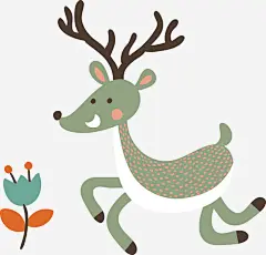 卡通动物小鹿花朵矢量图高清素材 免抠 设计图片 免费下载 页面网页 平面电商 创意素材 png素材