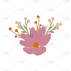 贺卡或请帖上的抽象派插花。向量花在现代风格