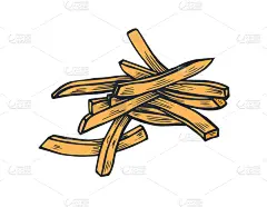 卡通,黑白图片,炸薯条,可爱的,传统,食品,艺术品,复古,绘制,着色