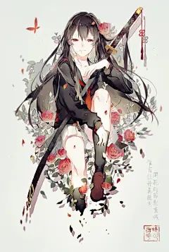 精选日漫风格手拿东洋武士刀的美少女们，高清无码手机壁纸专辑二