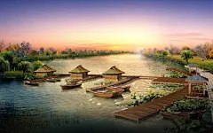 绝美的手绘古典建筑园林