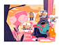 充满几何感的扁平插画 - 优优教程网 - 自学就上优优网 - UiiiUiii.com : 巴西插画艺术家 Denis Freitas ​绘制的教科书封，以及和多媒体客户制作的商业插图，构图完整、色彩鲜明，非常值得临摹学习。