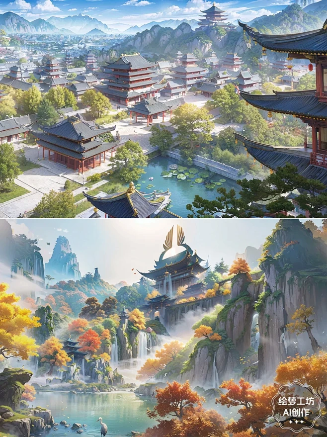绘梦工坊丨AI仙侠古风背景素材《混装二期》3-花瓣网