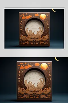 AI数字艺术中秋节月饼食品包装盒模型