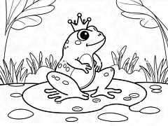 Ai产生的 青蛙王子 青蛙 特点 卡通片 线条艺术 着色图片 上色