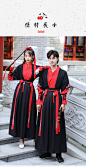 武侠风汉服女黑色霸气古风学生帅气中国风侠客侠女古装情侣套装男-淘宝网