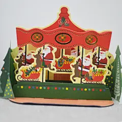 木马新奇日本立体圣诞节冬日旋转XMAS贺卡过山车购回游乐场卡片-tmall.com天猫
