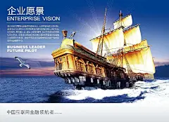 金融企业文化墙企业愿景海报设计