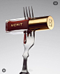 This may contain: a fork that has some kind of wine bottle on it with the word merit written on it