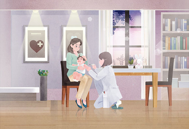 育儿带宝宝母婴亲子活动插画一家三口生活海...