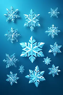 AI数字艺术C4D透明雪花模型