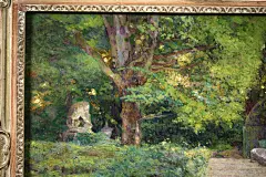 Le Jardin费迪南德·杜·普伊戈多 Ferdinand du Puigaudeau1864-1930，法国后印象派“我着迷于收集每个月光笼罩的夜晚。”他的作品通过强烈的色彩对比和别具匠心的创作手法带来强烈的视觉冲击。仿佛在昏暗的夜空下闪烁着几颗小而明亮的星星，引人无尽遐想。 (2)