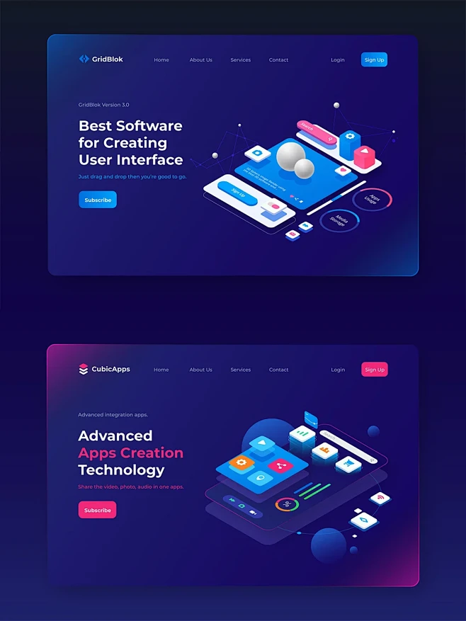 高级网页Banner / 3D网页首图设...